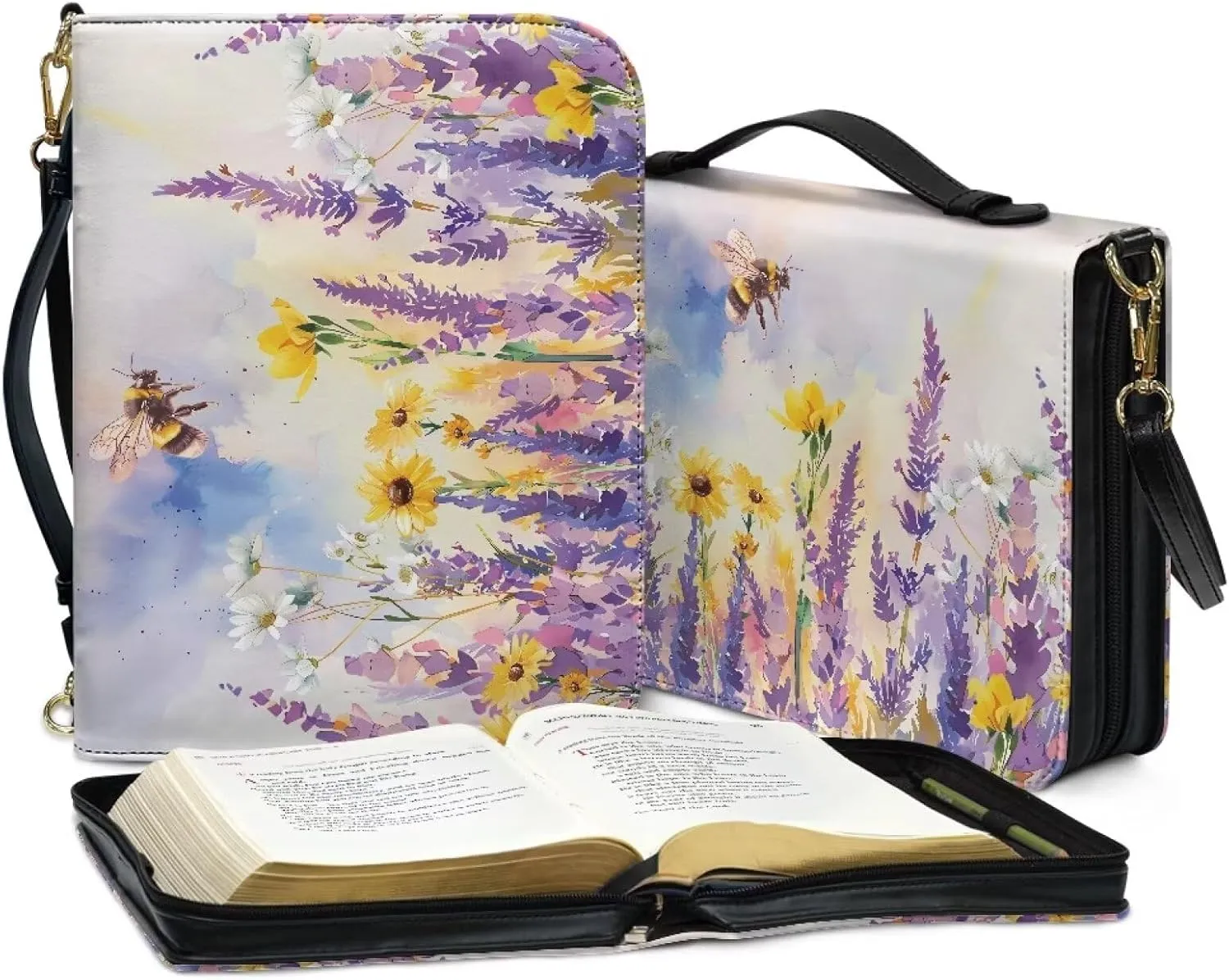 Bible Cover, Bible Bag Church Carrying Case, Bible Case Bible Protective with Strap Zippered Pocket for Men Women