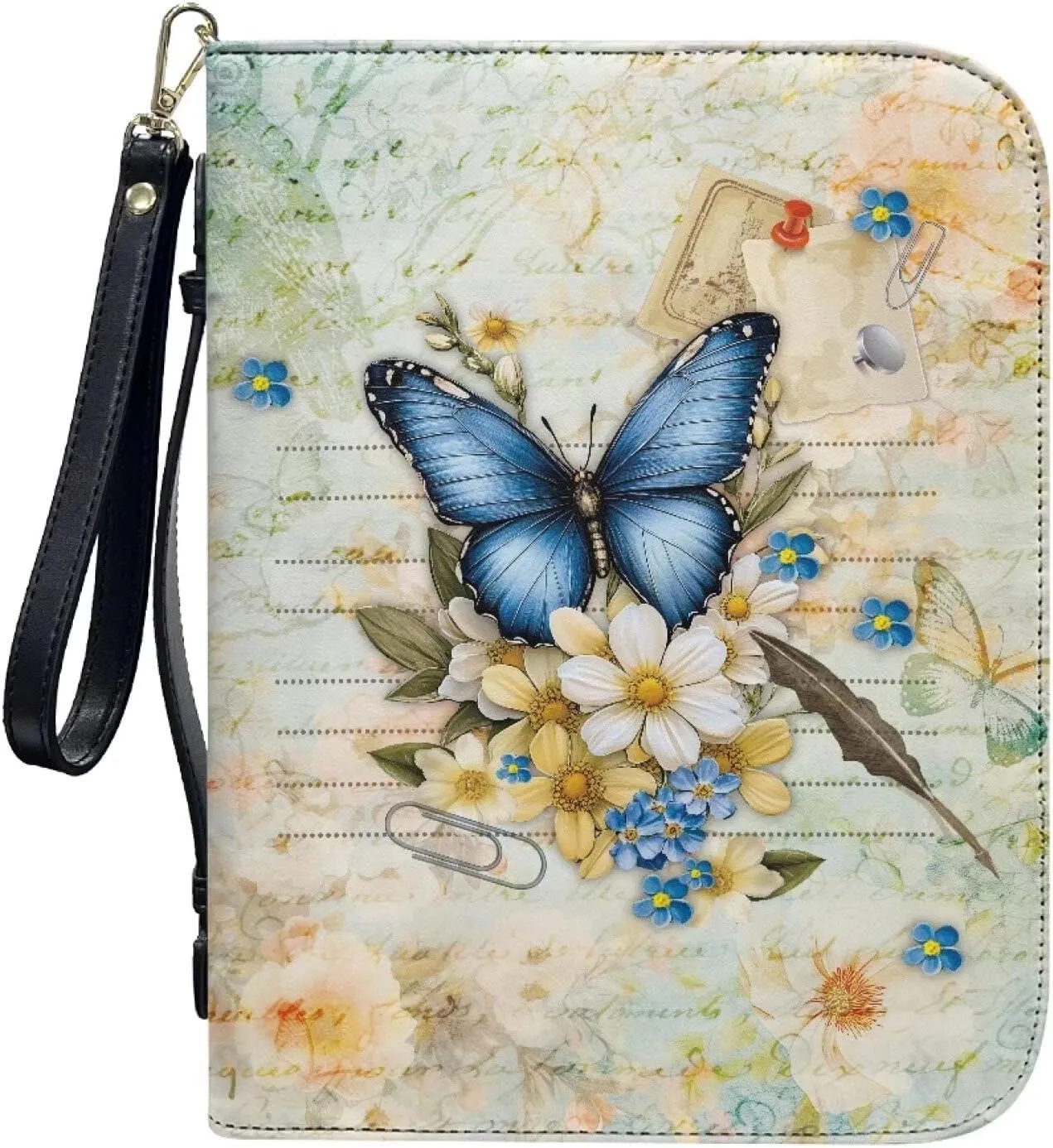 Bible Cover Case for Unisex Stylish Bible Bag with Detachable Black Ribbon Church Tote Bag Zippered Book Handbag