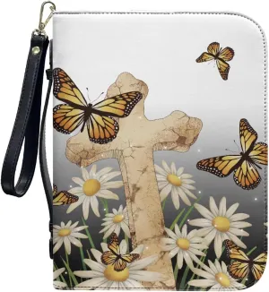Bible Cover Case for Unisex Stylish Bible Bag with Detachable Black Ribbon Church Tote Bag Zippered Book Handbag