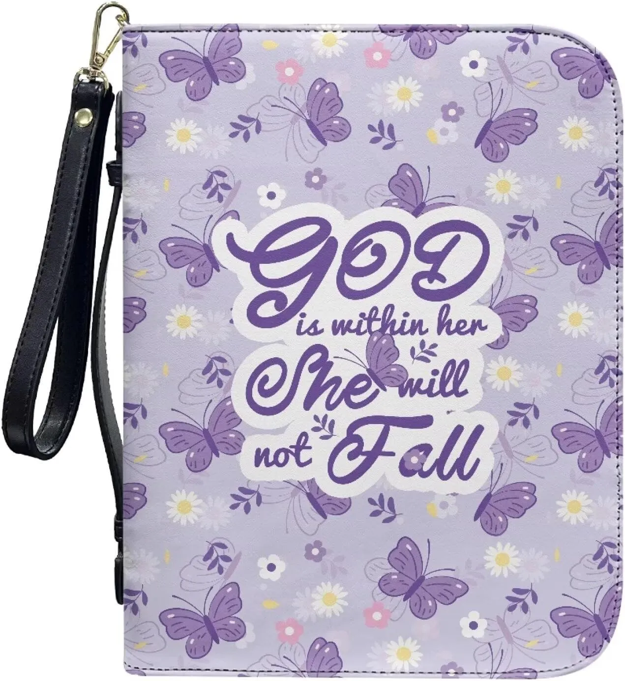 Bible Cover Case for Unisex Stylish Bible Bag with Detachable Black Ribbon Church Tote Bag Zippered Book Handbag