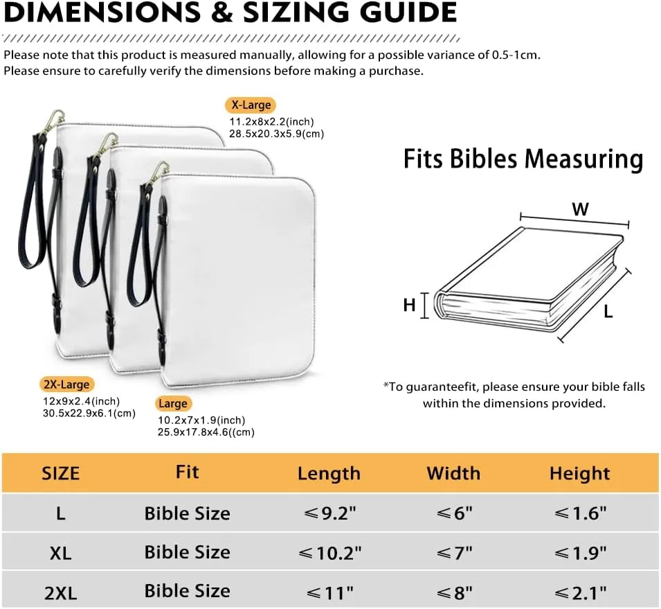 Bible Cover Case for Unisex Stylish Bible Bag with Detachable Black Ribbon Church Tote Bag Zippered Book Handbag