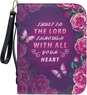 Bible Cover Case for Unisex Stylish Bible Bag with Detachable Black Ribbon Church Tote Bag Zippered Book Handbag