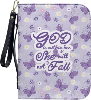 Bible Cover Case for Unisex Stylish Bible Bag with Detachable Black Ribbon Church Tote Bag Zippered Book Handbag