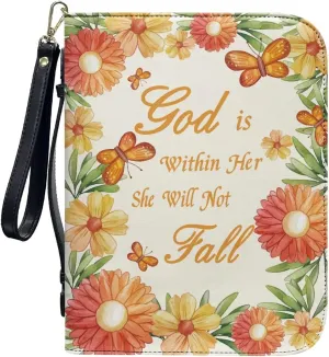 Bible Cover Case for Unisex Stylish Bible Bag with Detachable Black Ribbon Church Tote Bag Zippered Book Handbag