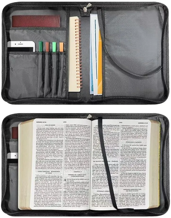Bible Tote Cover for Men, Church Bag Bible Protective with Zippered Pocket, Waterproof Bible Case for Worships,Lion,XL