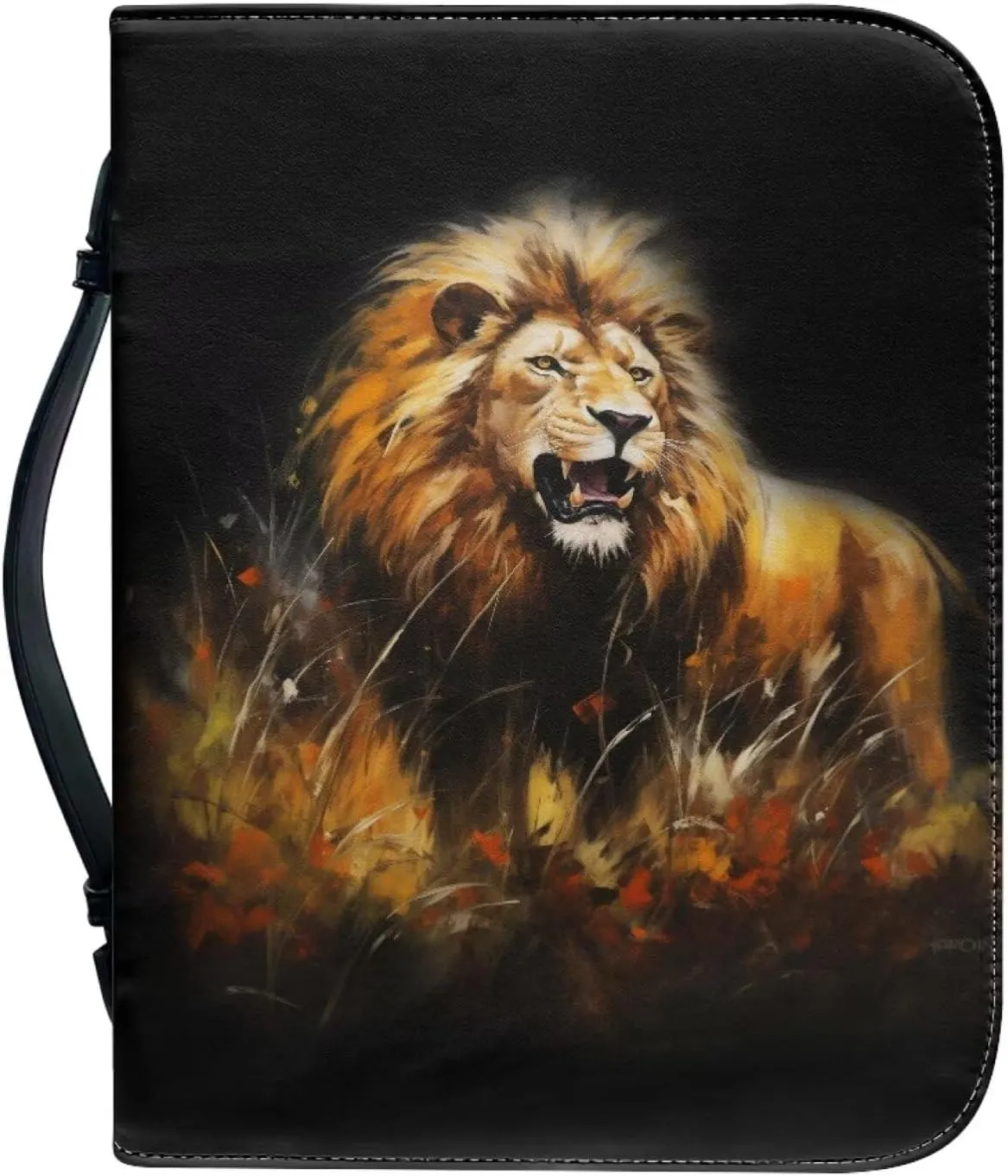 Bible Tote Cover for Men, Church Bag Bible Protective with Zippered Pocket, Waterproof Bible Case for Worships,Lion,XL
