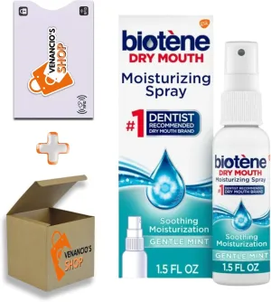 Biotene Moisturizing Dry Mouth Spray, Moisturizing Spray for Dry Mouth and Bad Breath, Gentle Mint - 1.5 fl oz for Children and Adults (Pack of 1)