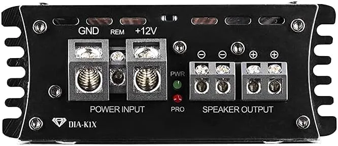 Black Diamond DIA-K1X Car Audio Amplifier 1 Channel, Monoblock Amplifier, Class D, 1000 Watts RMS @1-Ohm, 3000 Watts Peak, Acrylic Window with Red LED Lighting, Remote BASS Knob Included