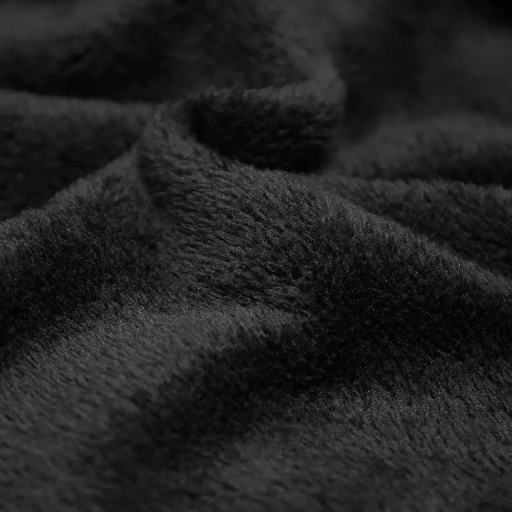 Black Fur Lined Long Sleeve Sleeping Bag Jacket S-L