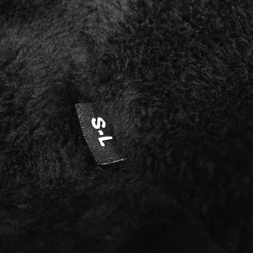 Black Fur Lined Long Sleeve Sleeping Bag Jacket S-L