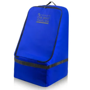 Blue Car Seat Travel Bag with Zipper for Airplane – Secure, Water-Resistant 900D Fabric with Padded Shoulder Straps, Luggage Tag, Non-Slip Base & 20x20x35 Inch Size (Blue)