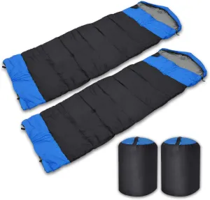 Blue Double Conjoined Hooded Sleeping Bag Outdoor Camping or Indoor Sleep
