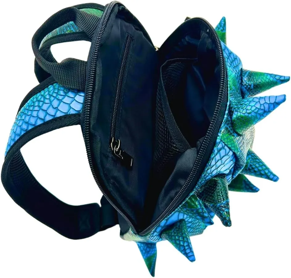 Blue Mamba Spike Mini Travel Backpack | Edgy Faux Leather Bag with Spikes, Compact Design, Durable & Water-Resistant | Ideal for Everyday Use, or Work