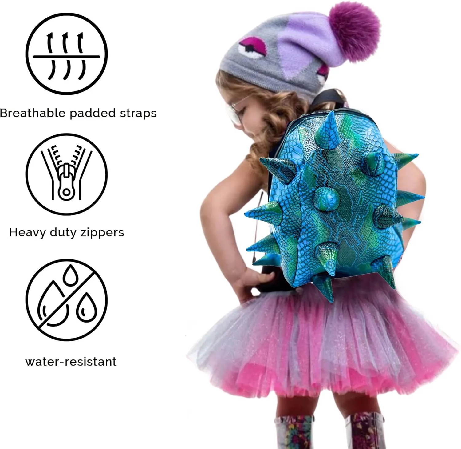 Blue Mamba Spike Mini Travel Backpack | Edgy Faux Leather Bag with Spikes, Compact Design, Durable & Water-Resistant | Ideal for Everyday Use, or Work