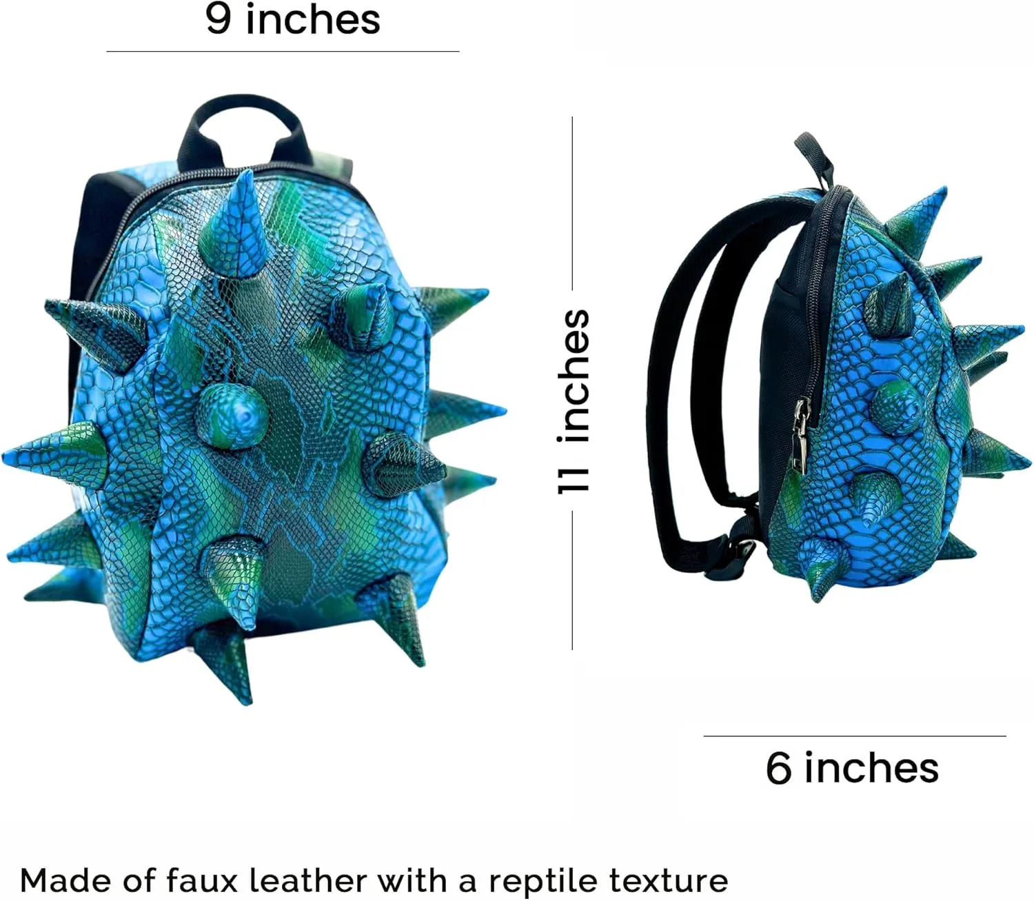 Blue Mamba Spike Mini Travel Backpack | Edgy Faux Leather Bag with Spikes, Compact Design, Durable & Water-Resistant | Ideal for Everyday Use, or Work