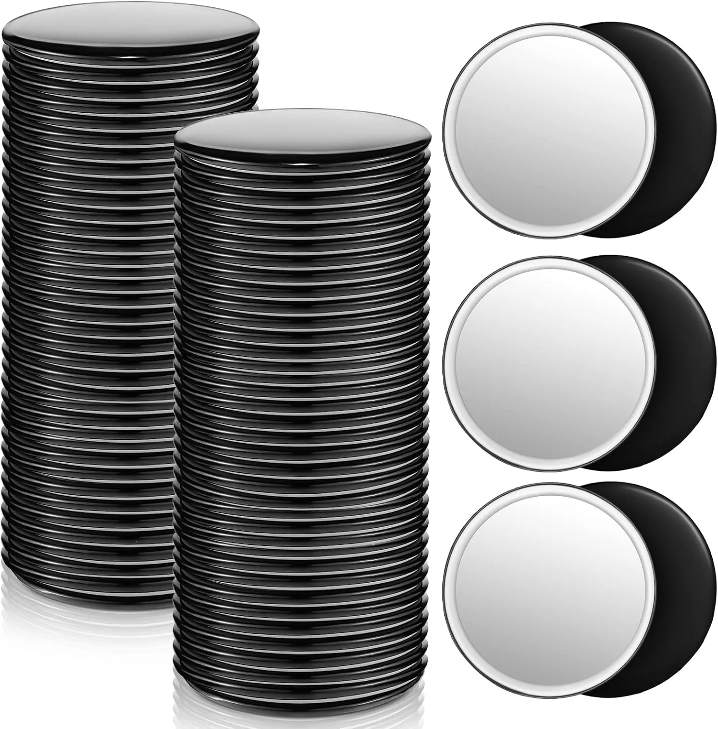 Blulu Compact Mirror Bulk Mini Portable Round Small Makeup Pocket Mirror for Purse Women Travel Daily Use, 2.76 Inch(Black,72 Pieces)