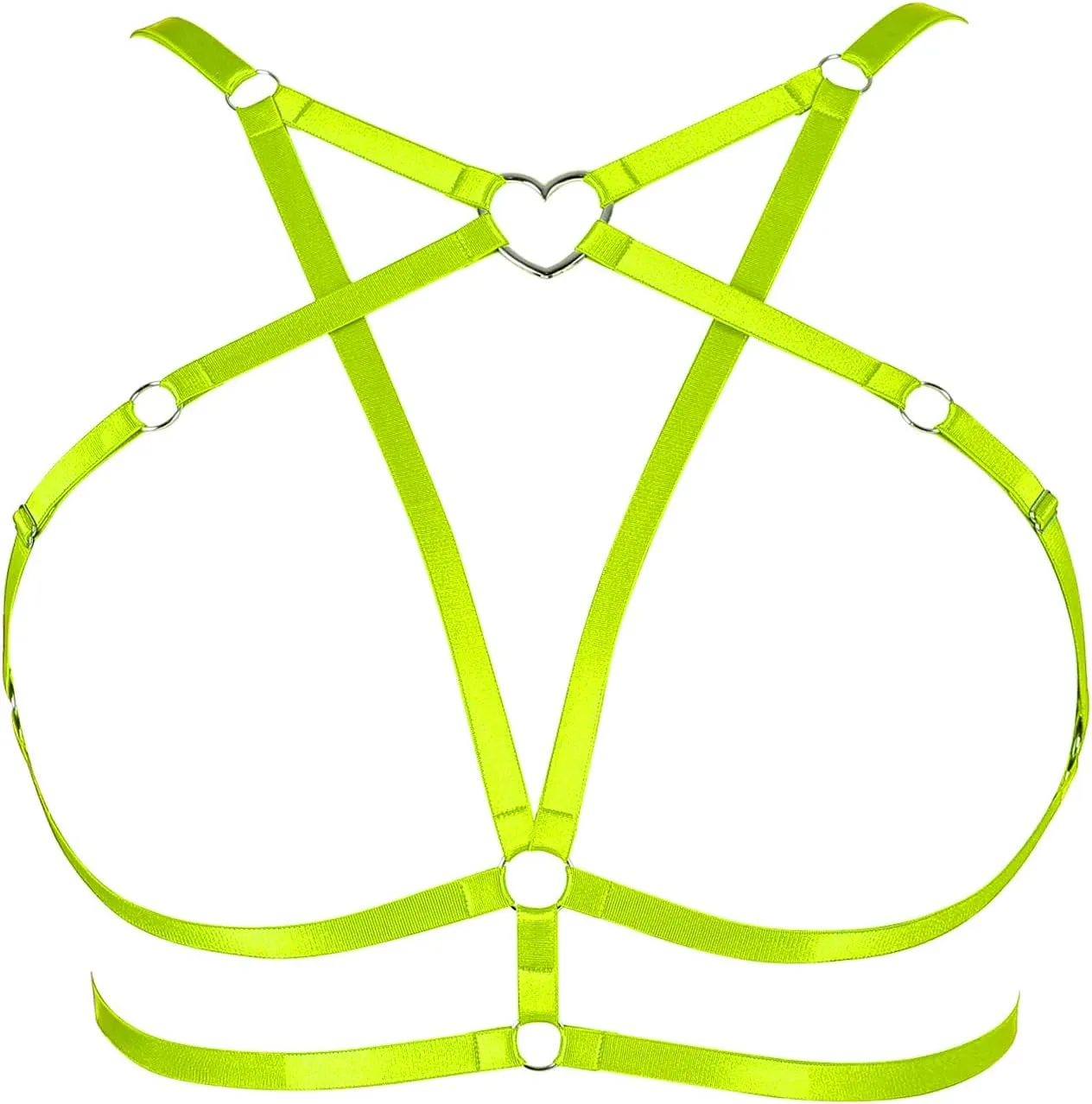Body Harness Plus Size Pentagram Heart-Shaped Tops Full Cage Hollow Out Bra Women Punk Goth Festival Rave Clothing