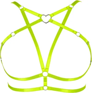 Body Harness Plus Size Pentagram Heart-Shaped Tops Full Cage Hollow Out Bra Women Punk Goth Festival Rave Clothing