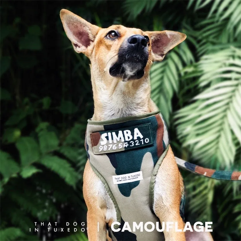 Body Mesh Dog Harness with Identification Patch - Camouflage