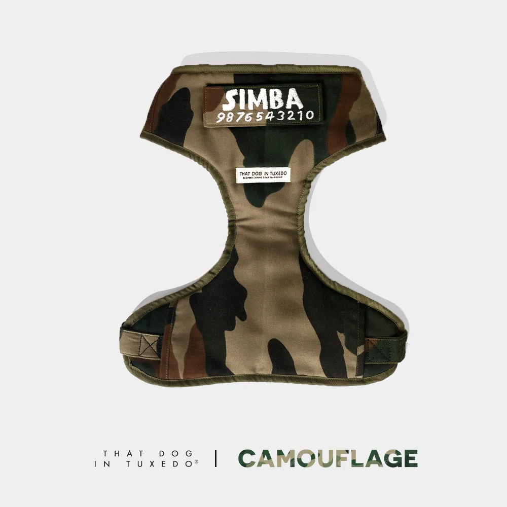 Body Mesh Dog Harness with Identification Patch - Camouflage