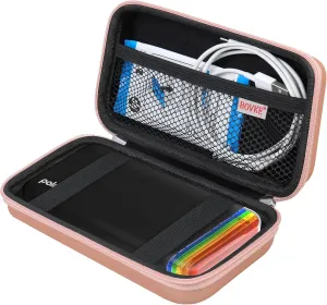 BOVKE Carrying Case for Polaroid Hi-Print 2nd Generation Bluetooth Connected 2x3 Pocket Photo Dye-Sub Printer, Mesh Pocket for Polaroid Hi-Print Paper - 2x3 Paper Cartridges and Cables, Rosegold
