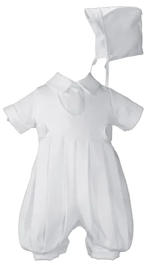 Boys White Gabardine Christening Baptism Knicker Set, 06 Month