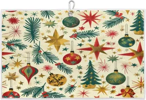 Branches Christmas Balls Stars Golf Towel with Heavy Duty Carabiner Ultra Absorbent Quick Dry Perfect for Cleaning Clubs Balls Gear Essential Golf Accessory for Men Women Kids