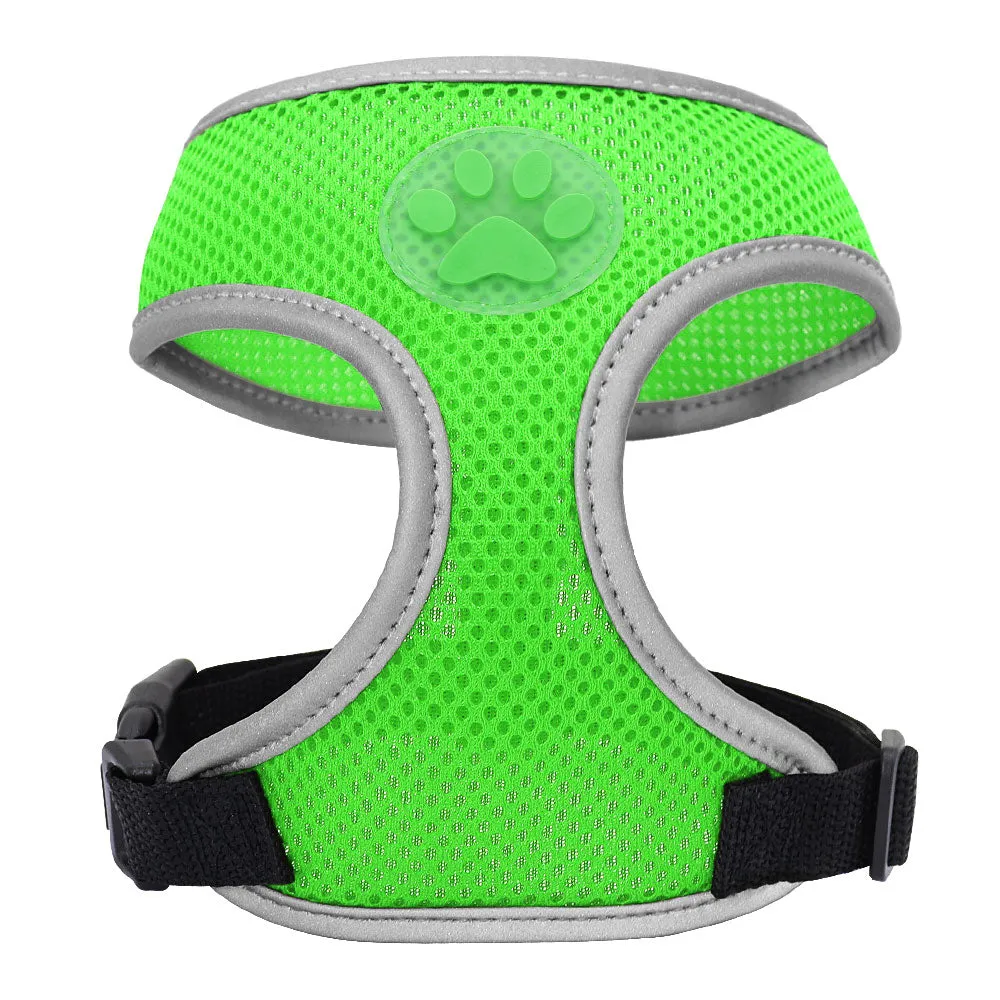 Breathable Paw Print Cat Dog Harness Reflective Vest