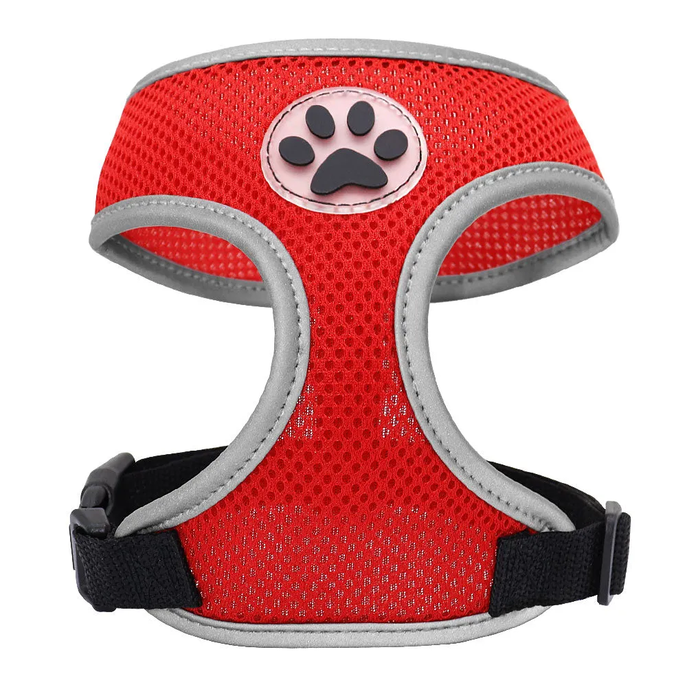 Breathable Paw Print Cat Dog Harness Reflective Vest