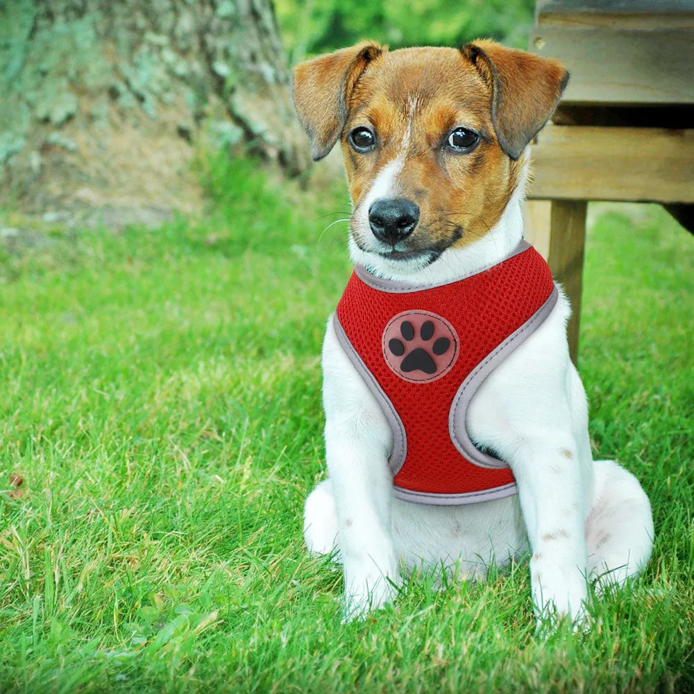 Breathable Paw Print Cat Dog Harness Reflective Vest