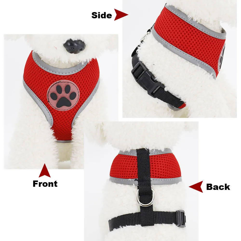 Breathable Paw Print Cat Dog Harness Reflective Vest