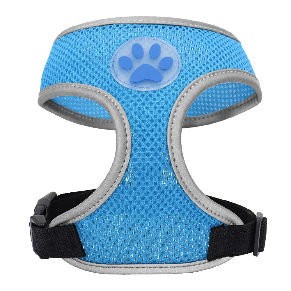 Breathable Paw Print Cat Dog Harness Reflective Vest