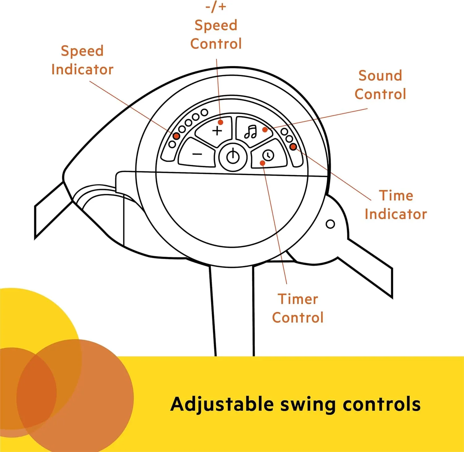 Bright Starts Portable Automatic 6-Speed Baby Swing with Adaptable Speed, Taggies, Music, Removable-Toy-Bar, 0-9 Months 6-20 lbs (Whimsical Wild)
