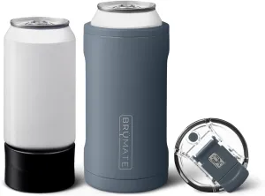 BrüMate Hopsulator Trio 3-in-1 Insulated Can Cooler for 12oz / 16oz Cans   100% Leak Proof Tumbler with Lid | Insulated for Beer, Soda, and Energy Drinks (Nightfall Blue)