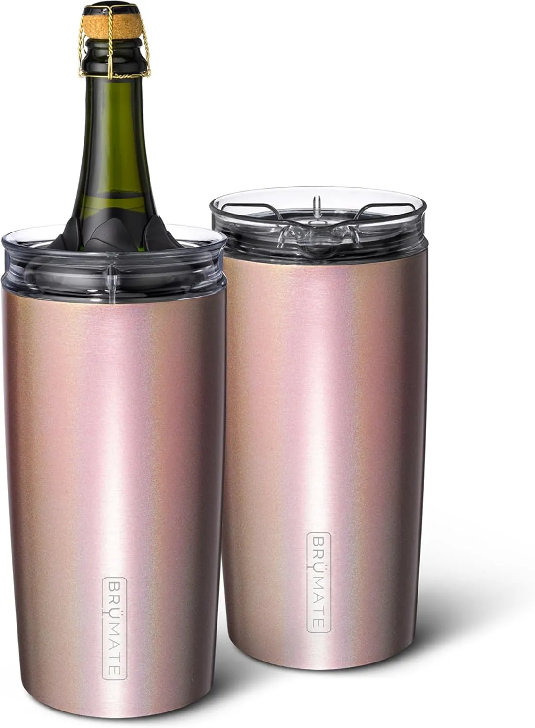 BrüMate Togosa 2-in-1 Wine Chiller Bucket or Champagne Bucket & 100% Leakproof Pitcher | Portable Cooler Fits Most Wine, Champagne, & Liquor Bottles | Perfect Wine Gifts | 49oz (Glitter Rose Gold)
