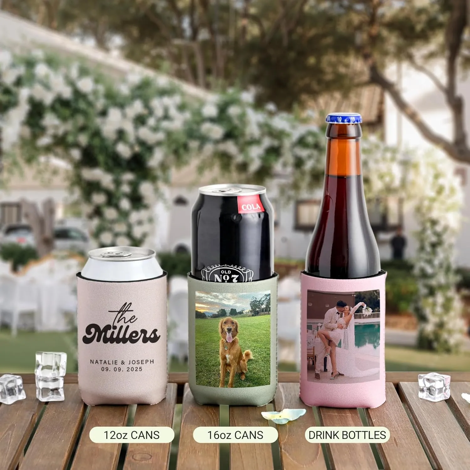 Bulk Custom Neoprene Can Cooler Sleeves - Insulated Collapsible Drink Holders with Logo for Wedding Favors, Fishing, Picnics (36, Standard Can Coolers)
