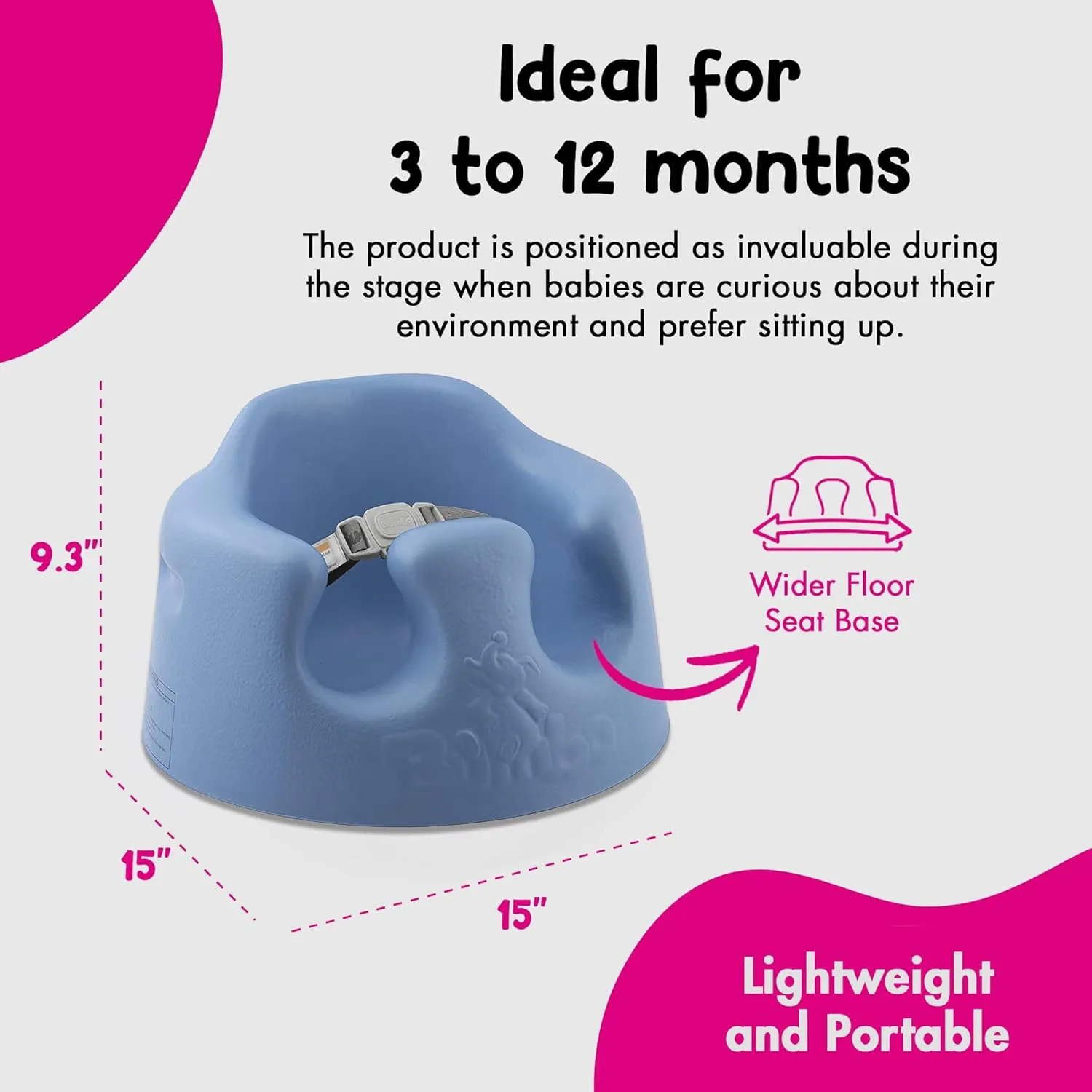 Bumbo 2-Pack Baby Floor Seat w/ 3-Point Adjustable Harness and Soft Foam, Blue