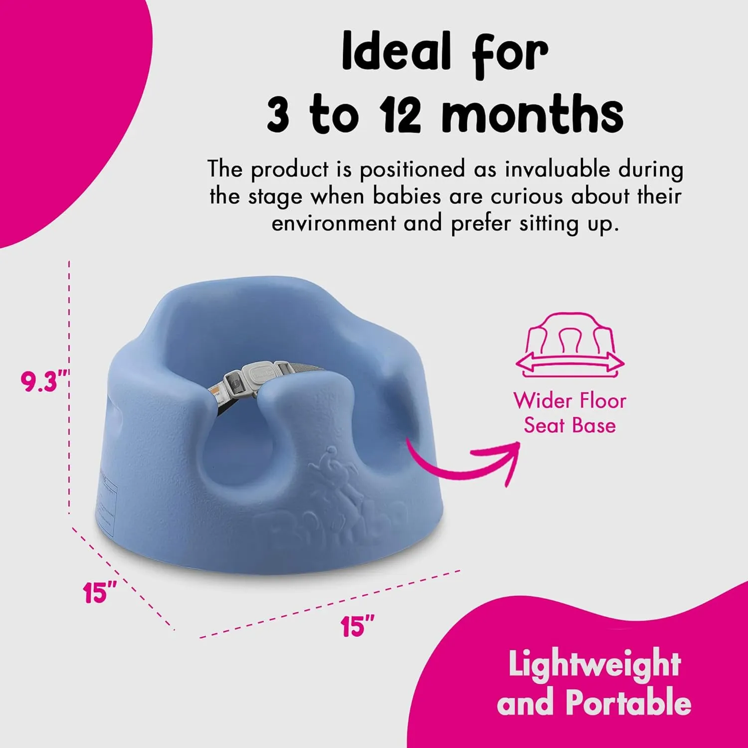 Bumbo 2-Pack Baby Floor Seat w/ 3-Point Adjustable Harness and Soft Foam, Blue