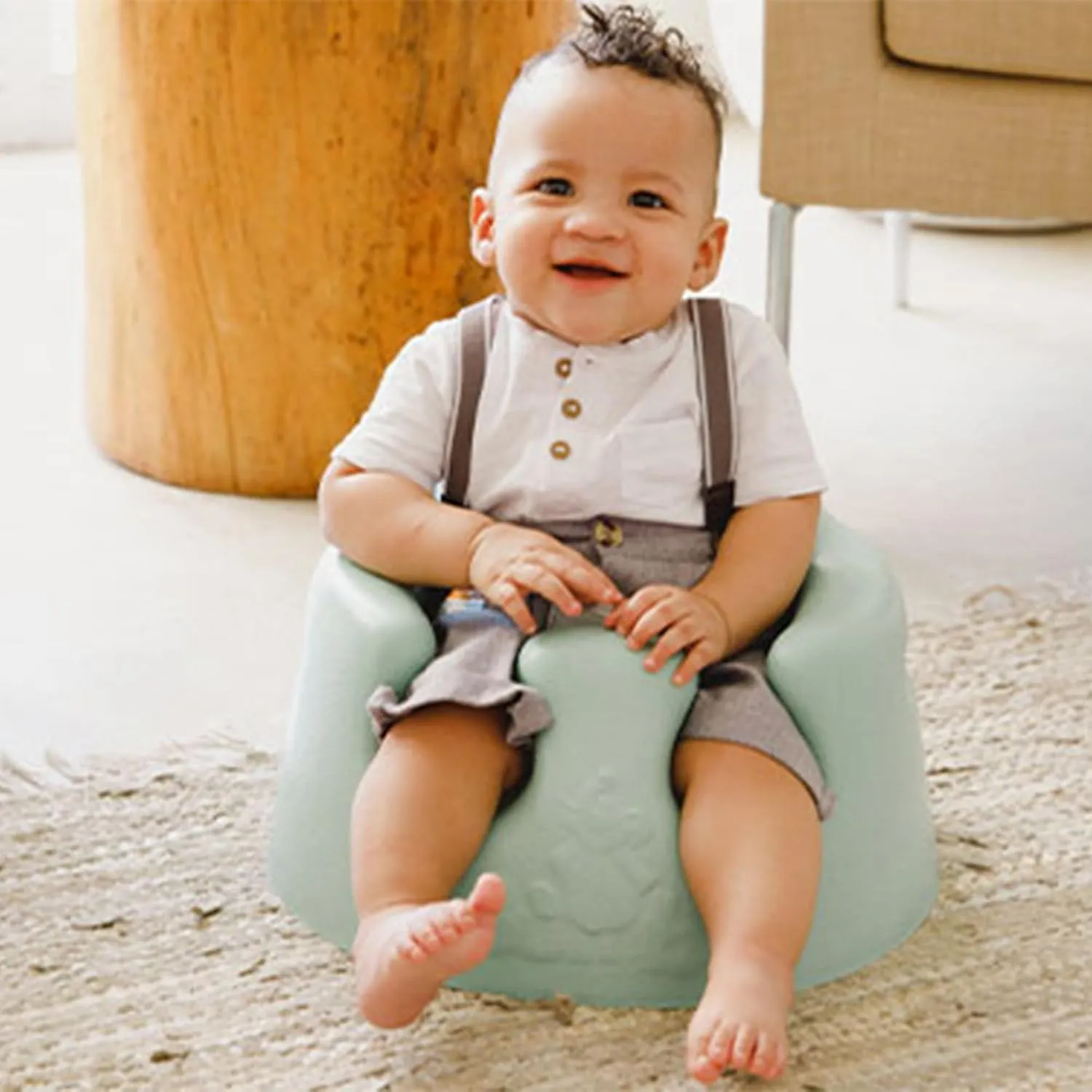 Bumbo Infant Floor Seat Baby Sit Up Chair and Sitting Support for 3 to 12 Months Old with 3 Point Adjustable Safety Strap, 2 Pack, Hemlock Green