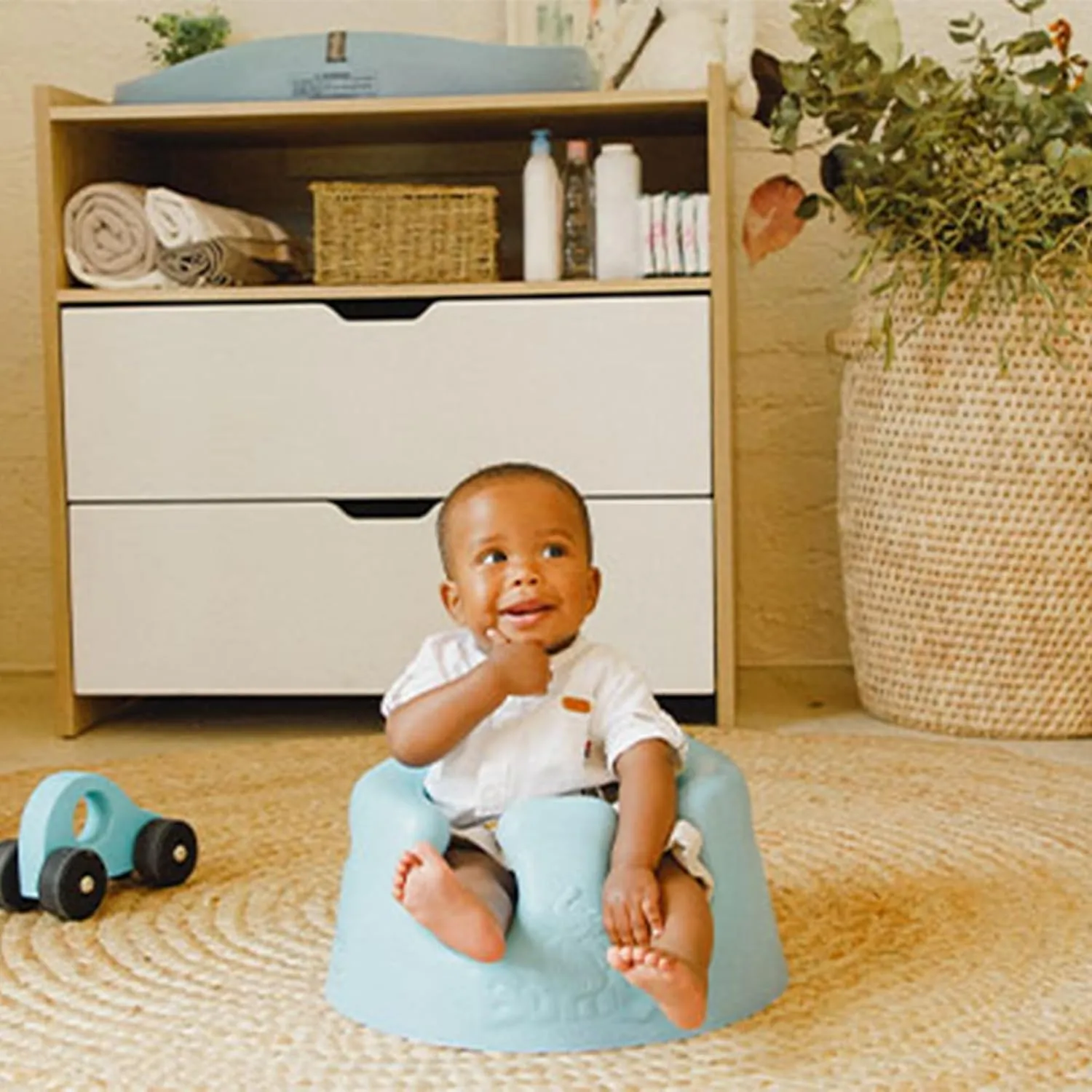 Bumbo Infant Floor Seat Baby Sit Up Chair and Sitting Support for 3 to 12 Months Old with 3 Point Adjustable Safety Strap, 2 Pack, Hemlock Green