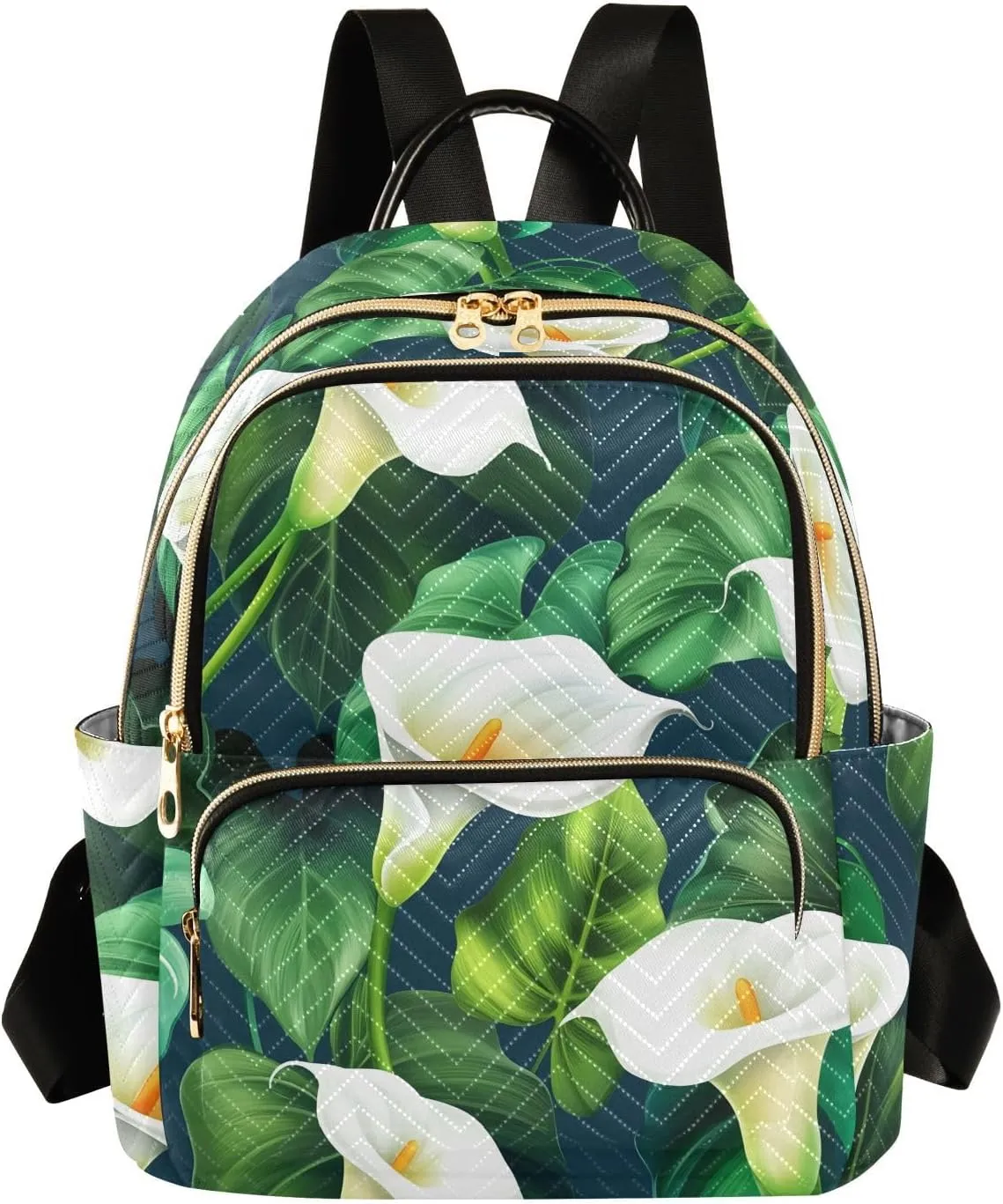 Calla Foliage Darkblue Backpack Purse for Women Daily Backpack with Anti-theft Back for Travel Work S