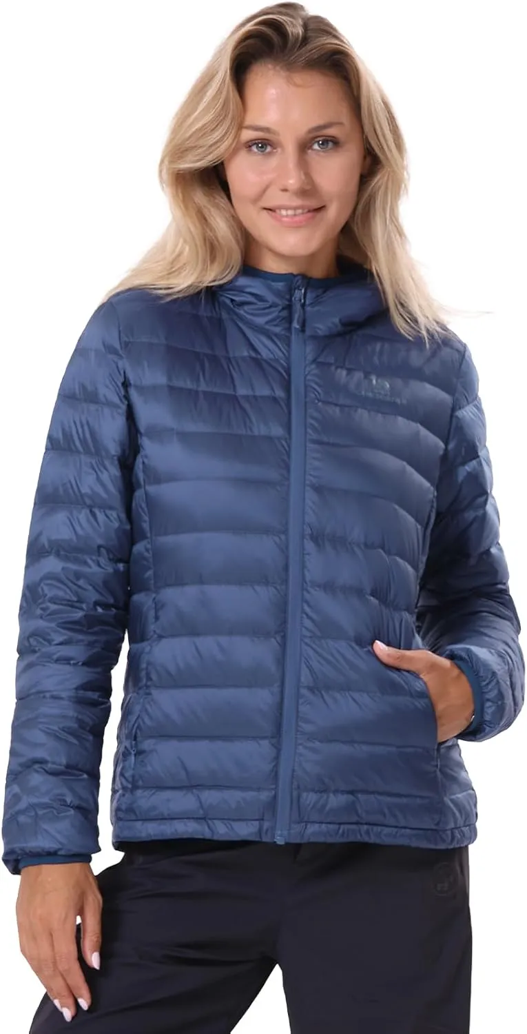 CAMEL CROWN Women's Packable Hooded Down Jacket Ultra Light Insulated Puffer Coat Water Resistant