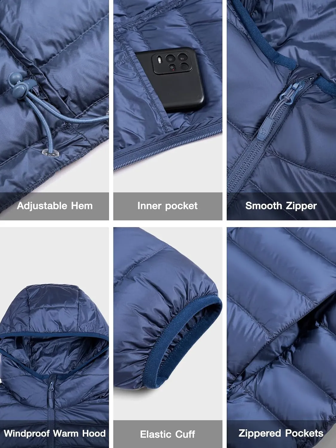 CAMEL CROWN Women's Packable Hooded Down Jacket Ultra Light Insulated Puffer Coat Water Resistant