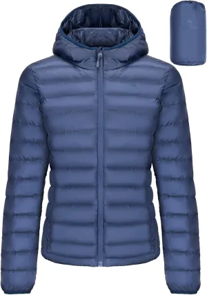CAMEL CROWN Women's Packable Hooded Down Jacket Ultra Light Insulated Puffer Coat Water Resistant