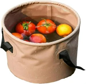 Camping Bucket Multifunctional Outdoor Large Capacity Collapsible Fishing Storage Expandable Carrying Water Container (Khaki,20 L(5 Gallon))