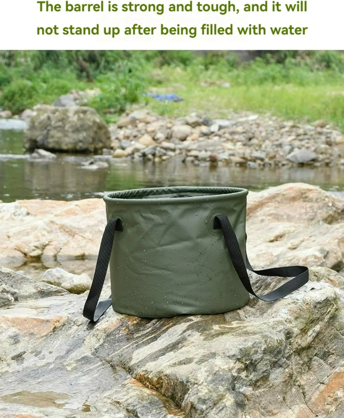 Camping Bucket Multifunctional Outdoor Large Capacity Collapsible Fishing Storage Expandable Carrying Water Container (Khaki,20 L(5 Gallon))