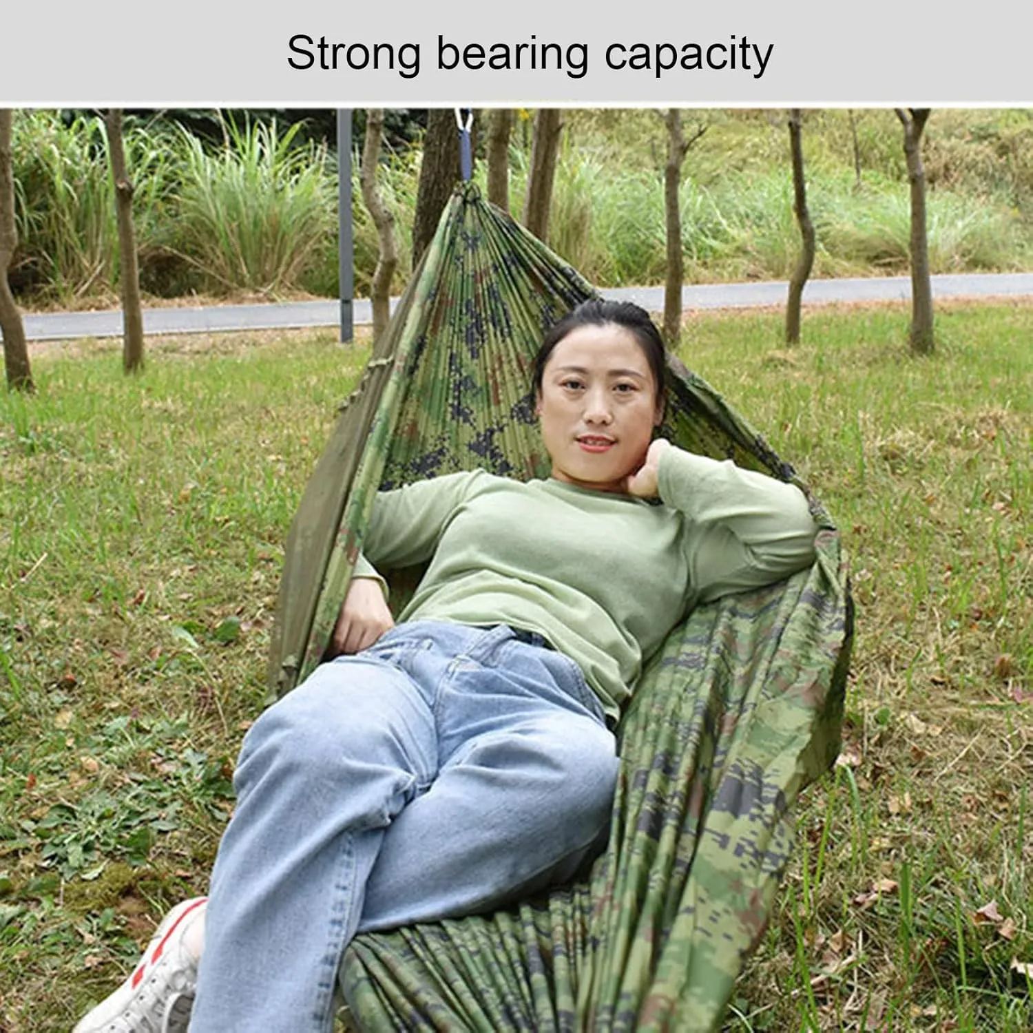 Camping Hammock, Single & Double Camping Hammock with Mosquito Net, Portable Nylon Hammock, for Outdoor Backpacking, Camping, Adventure, Hiking (Camo)