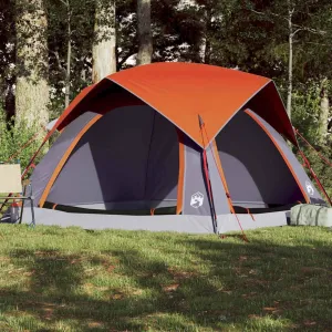 Camping Tent Cabin 4-Person Grey and Orange Waterproof4,15KG