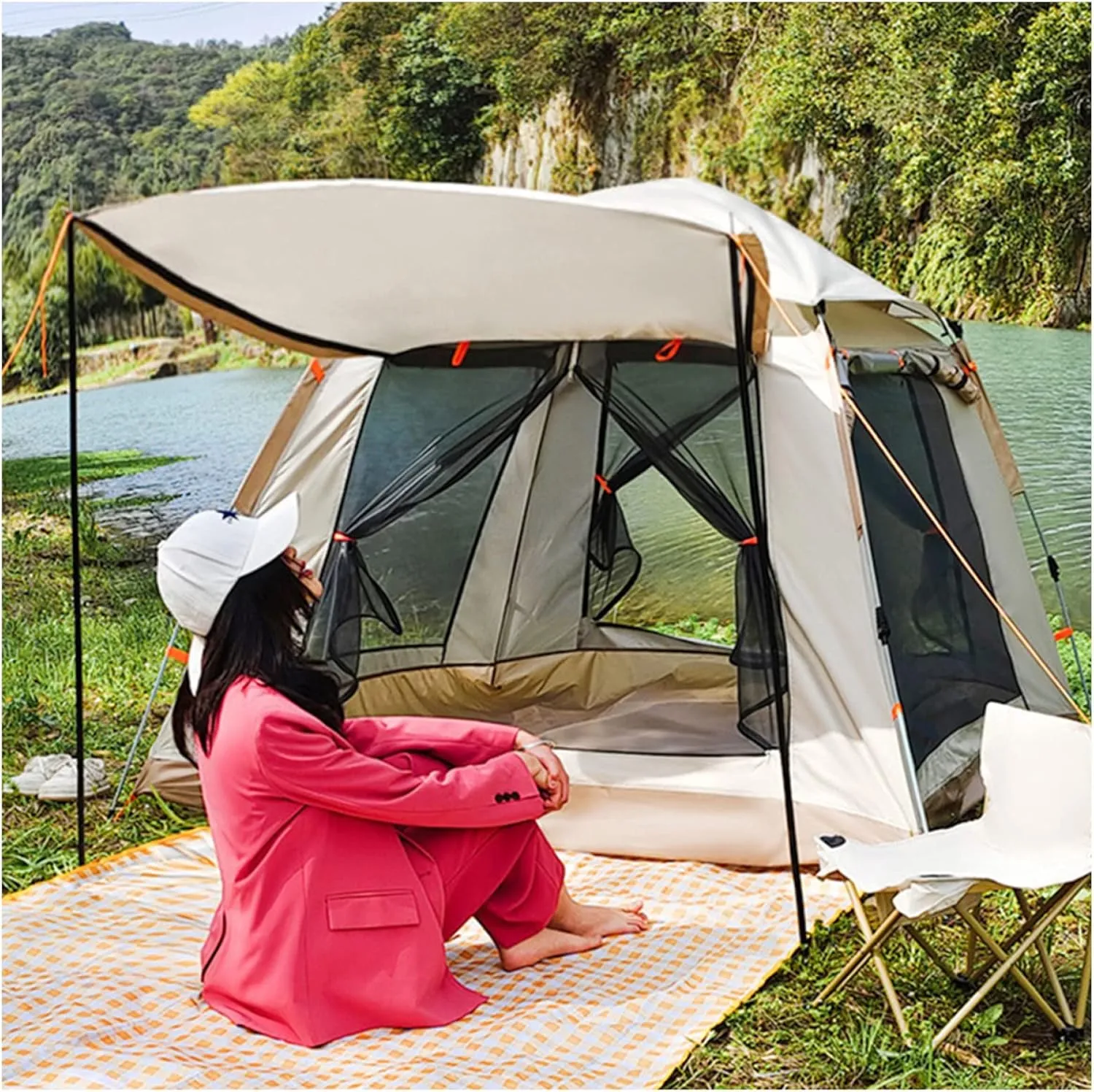 Camping Tents Family 4 People Proof, Tents for Camping Firm and Stable Instant Dome Tent for Camping