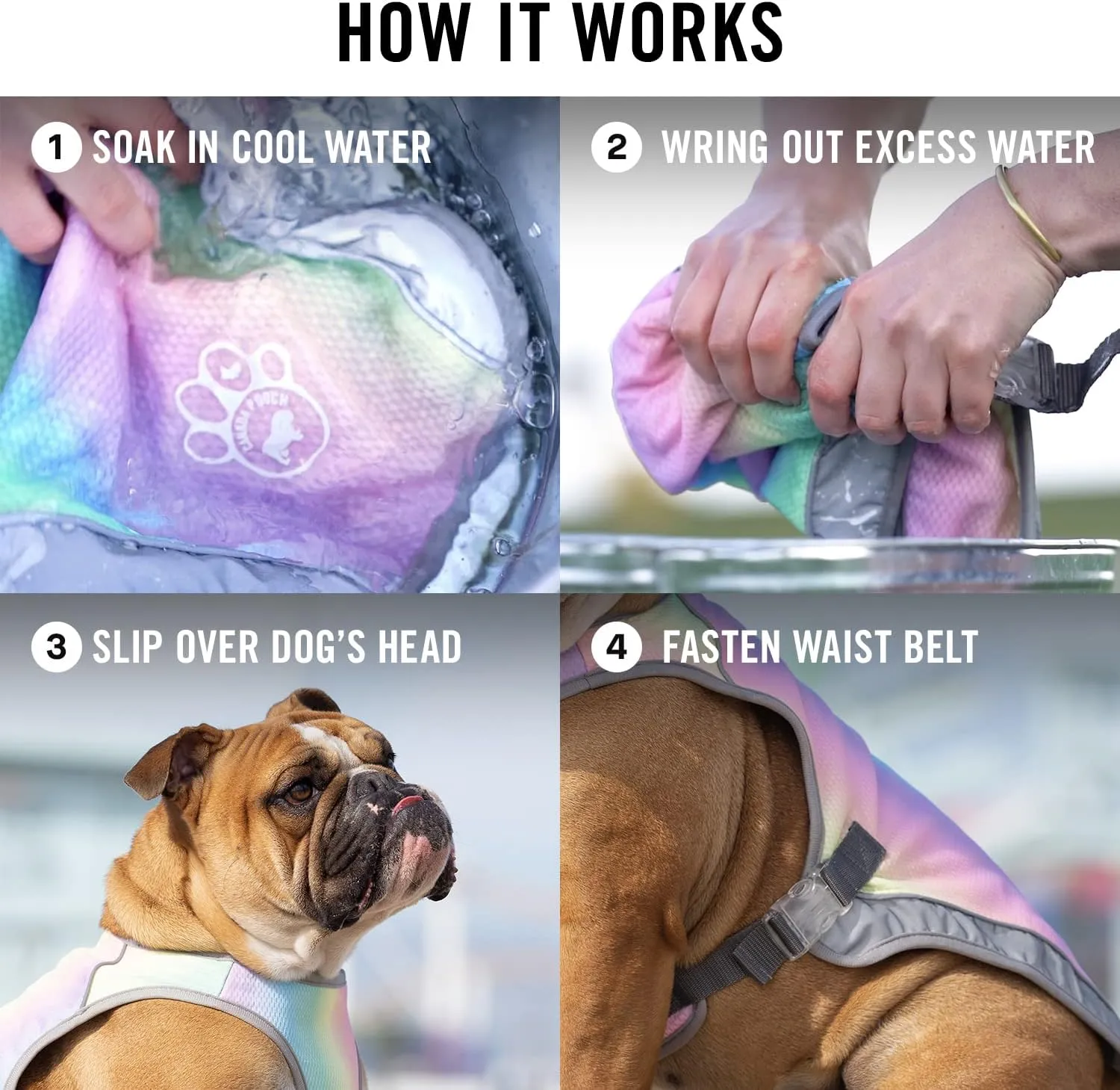 Canada Pooch Dog Cooling Vest - Evaporative Cooling Vest for Dogs with Breathable Mesh Material & Reflective Lining, Adjustable Dog Cooling Vest Great for Dogs 16 (15-17" Back Length), Rainbow